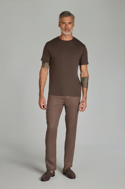 T-SHIRT 80/1 SUPIMA SHIRT COLLAR COOL TOUCH BROWN (1)