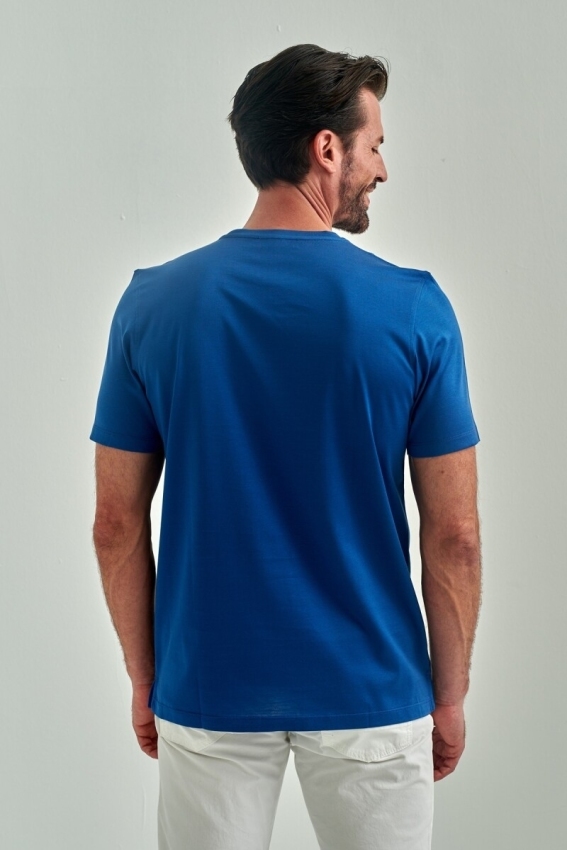 Suprem Bisiklet Yaka İndigo Erkek T-Shirt - 2