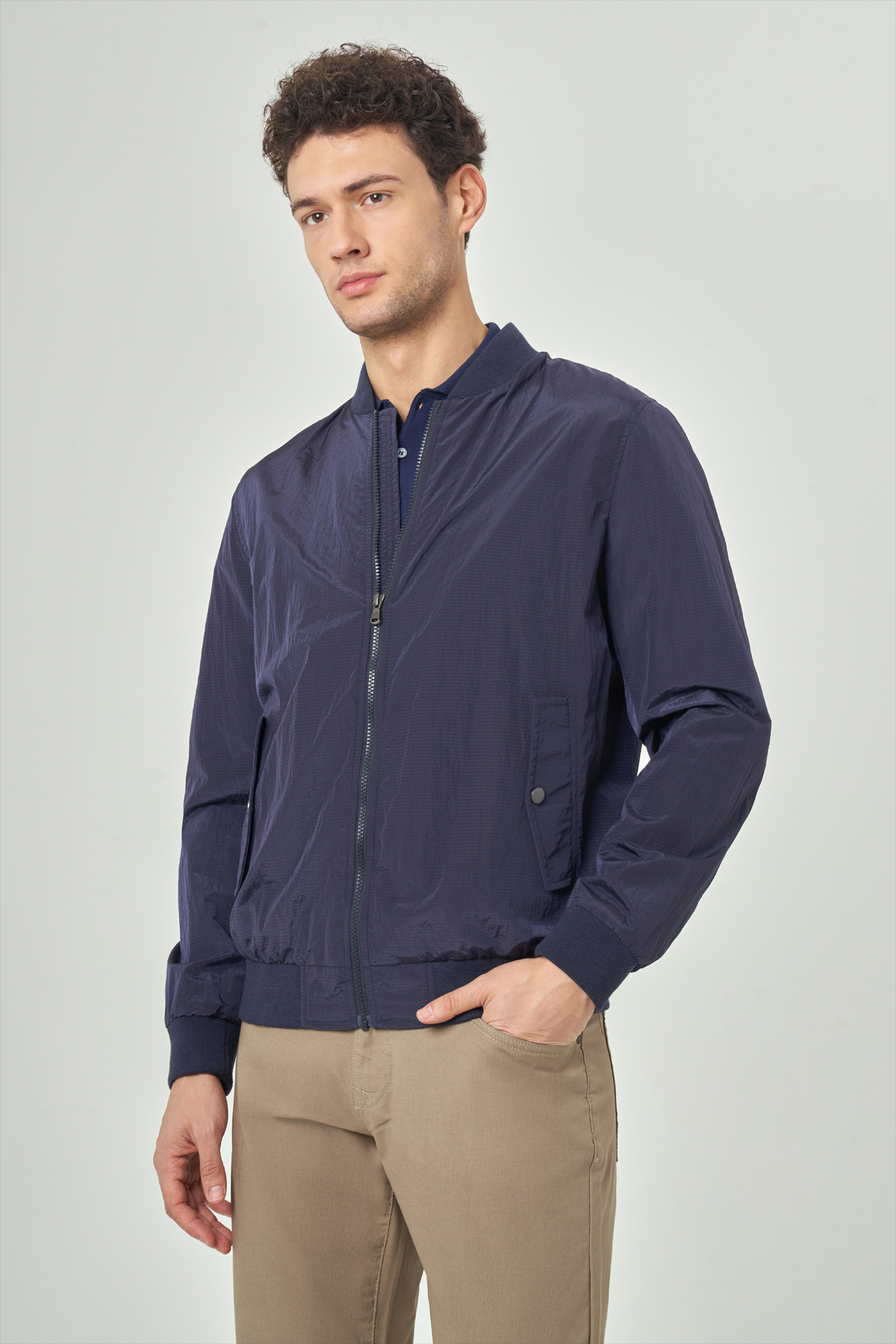 Erkek Bomber Mont Lacivert