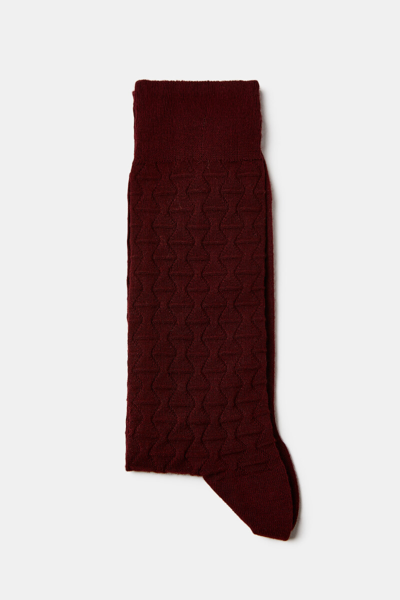 Erkek Bordo Desenli Dikişsiz Uzun Bambu Çorap