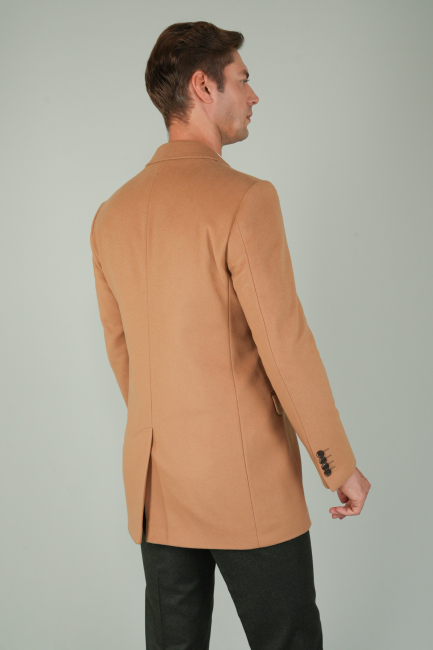 Erkek Camel Yün Kaşmir Palto - 2
