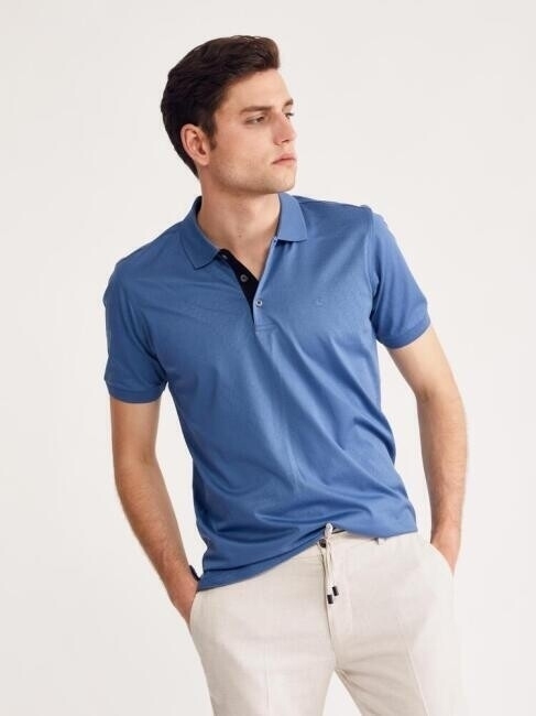 Merserize Polo Yaka Sax Erkek T-Shirt - 1