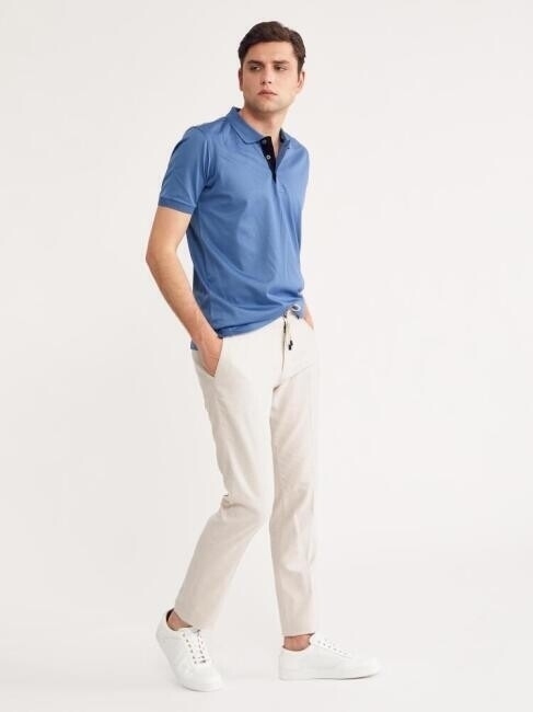Merserize Polo Yaka Sax Erkek T-Shirt - 5