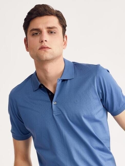 Merserize Polo Yaka Sax Erkek T-Shirt - 4