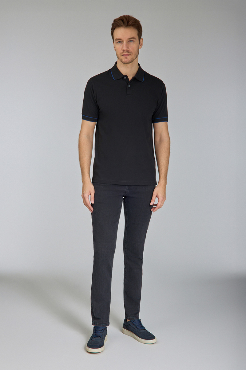 Erkek Düğmeli Polo Yaka Siyah Tshirt (1)