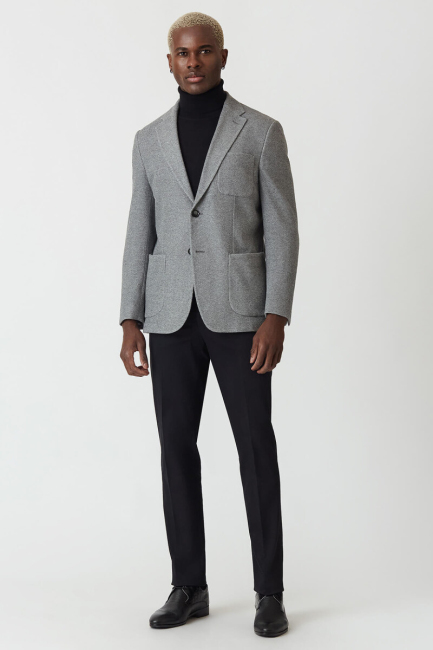 Erkek Gri 6 Drop Platinum Ceket - 4