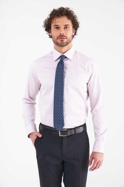 Erkek Gri Pamuk Regular Fit Klasik Gömlek 