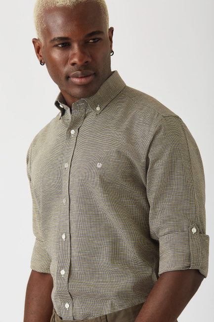 Erkek Gri Pamuk Regular Fit Spor Gömlek - 3