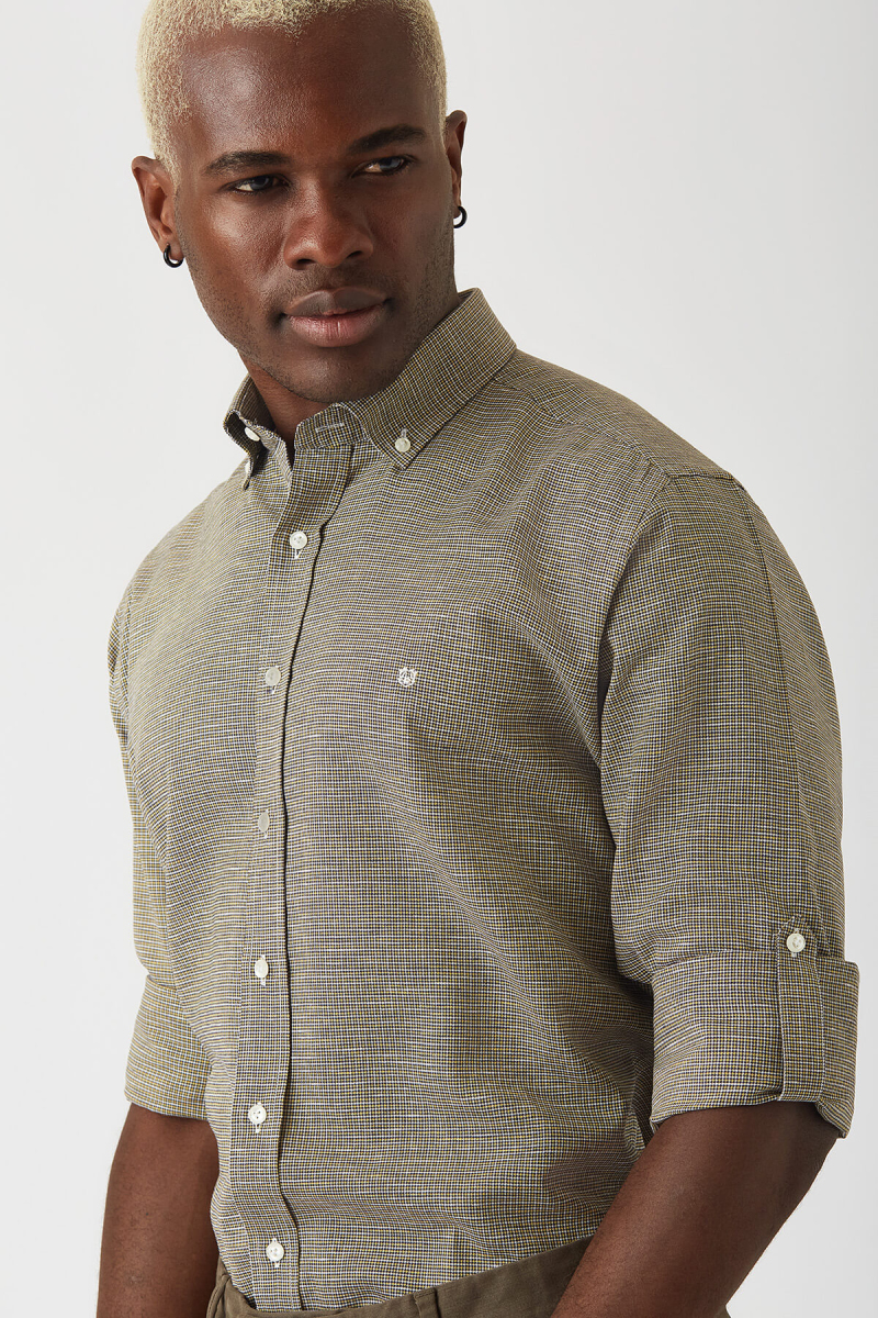 Erkek Gri Pamuk Regular Fit Spor Gömlek - 3