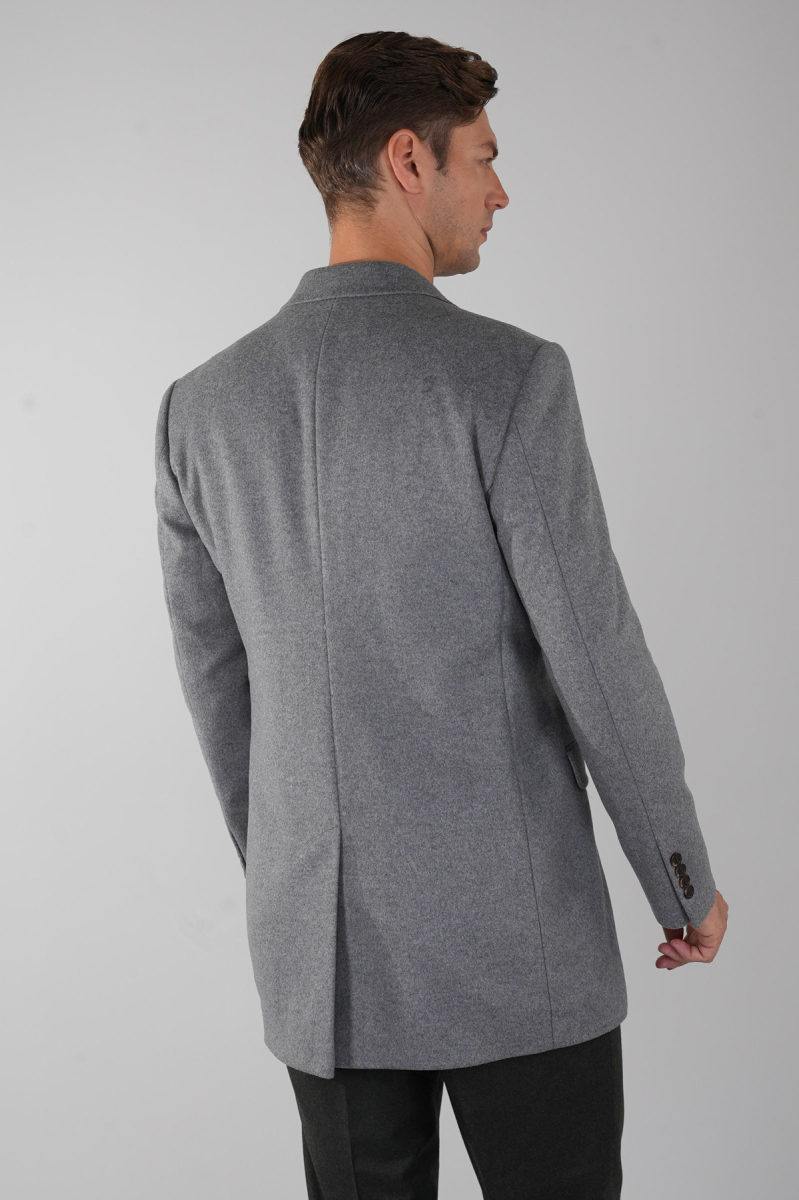 Erkek Gri Yün Kaşmir Palto (1)