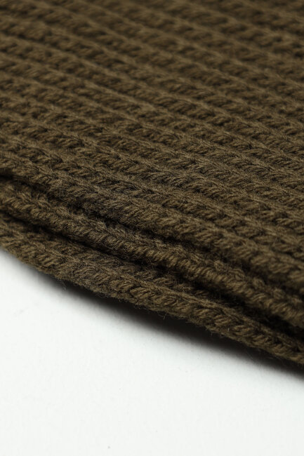 Erkek Haki Düz Bere Atkı Seti - 6