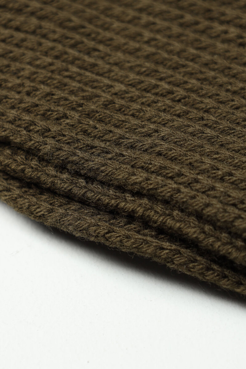 Erkek Haki Düz Bere Atkı Seti - 6