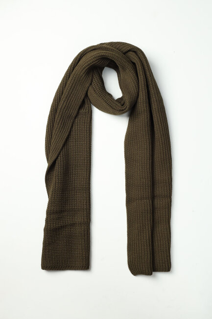 Erkek Haki Düz Bere Kaşkol Seti - 3