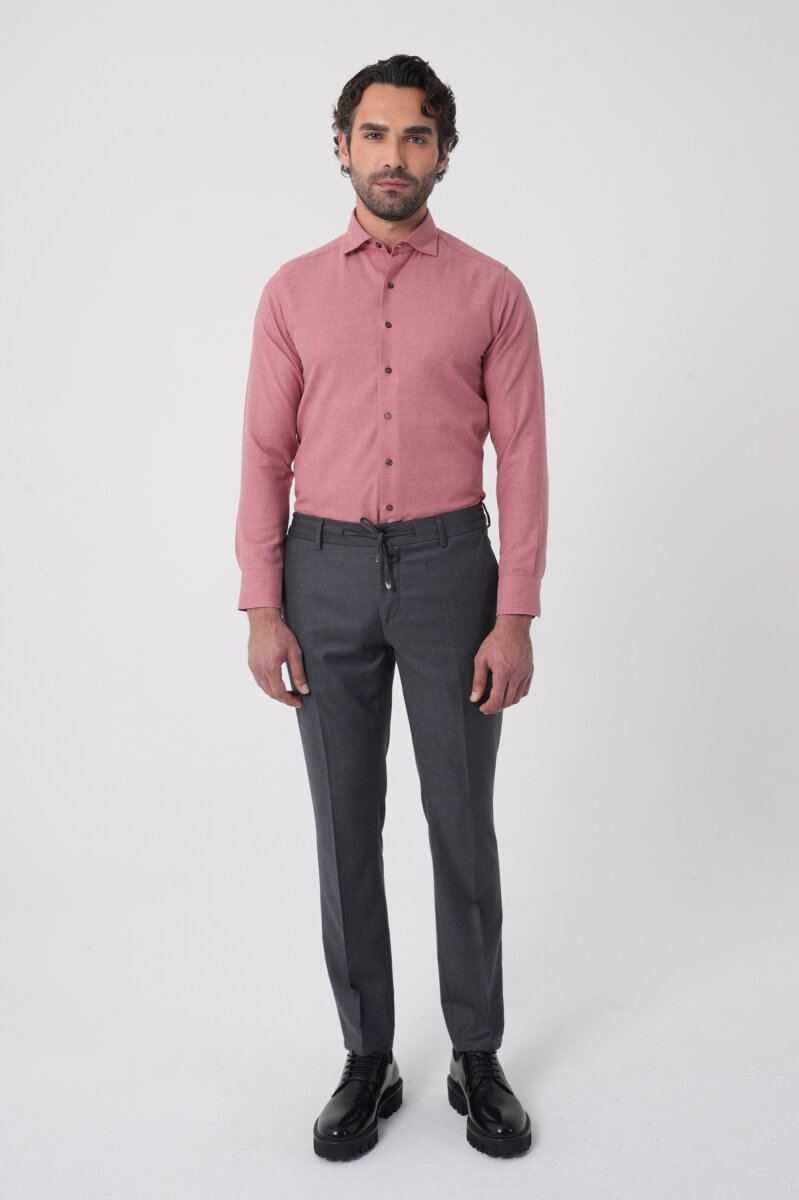 Erkek Jagger Klasik Marfil Koyu Gri Pantolon