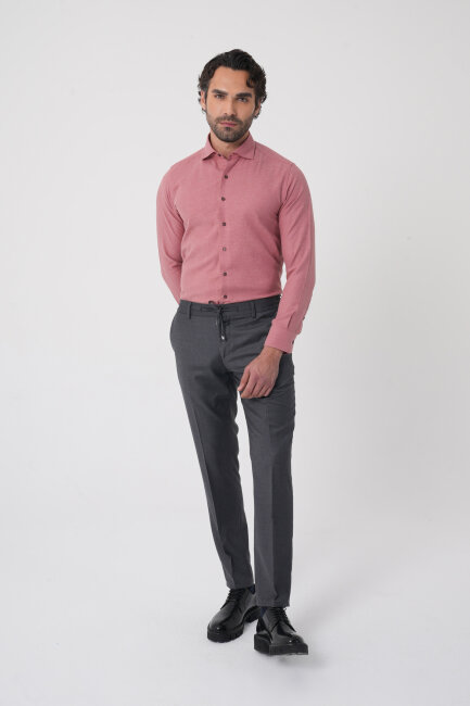 Erkek Jagger Klasik Marfil Koyu Gri Pantolon - 3