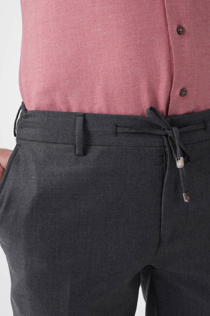 Erkek Jagger Klasik Marfil Koyu Gri Pantolon - 5