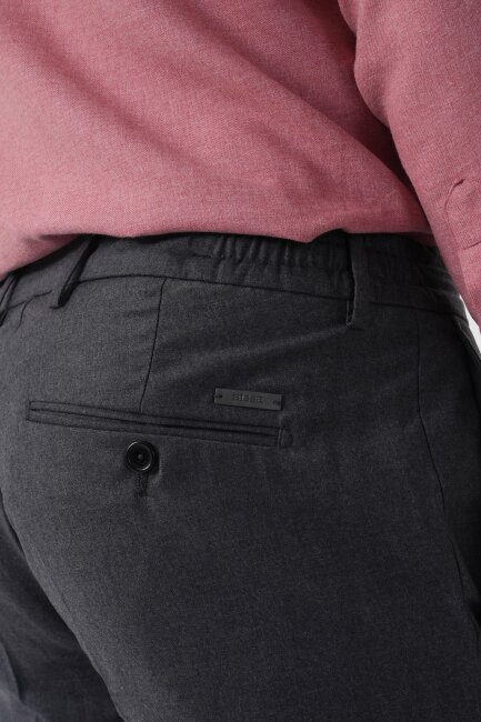 Erkek Jagger Klasik Marfil Koyu Gri Pantolon - 6