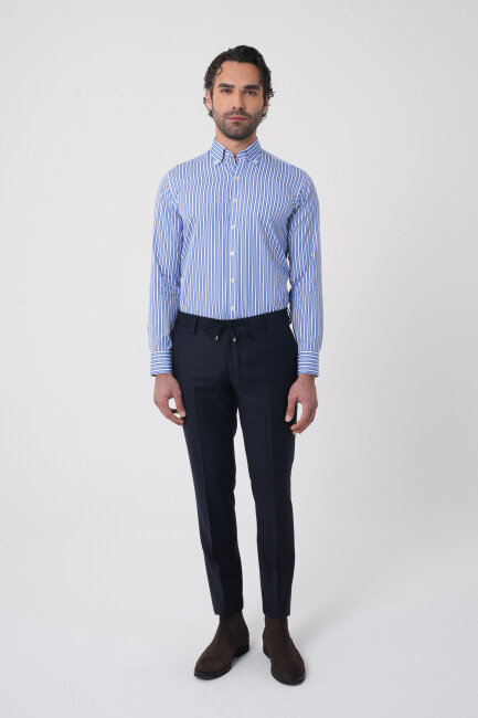 Erkek Jagger Klasik Marfil Lacivert Pantolon