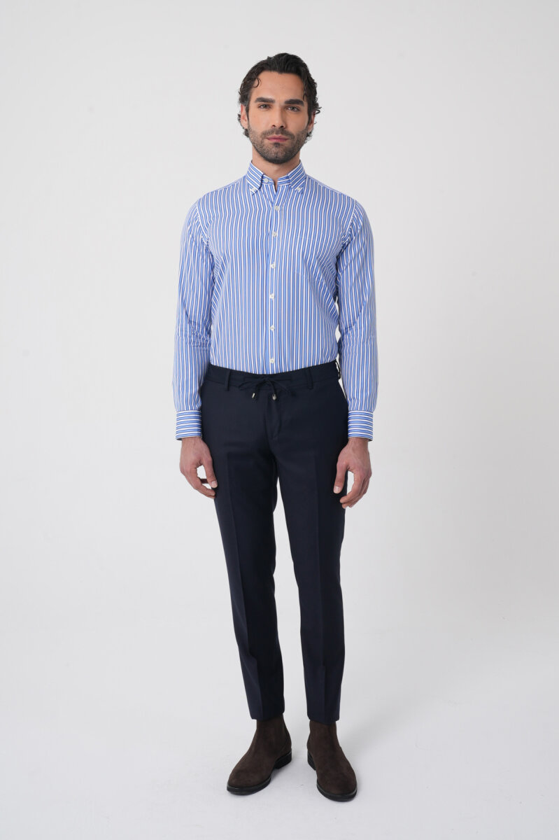 Erkek Jagger Klasik Marfil Lacivert Pantolon