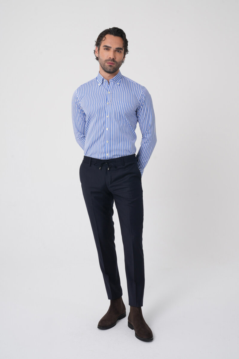 Erkek Jagger Klasik Marfil Lacivert Pantolon (1)