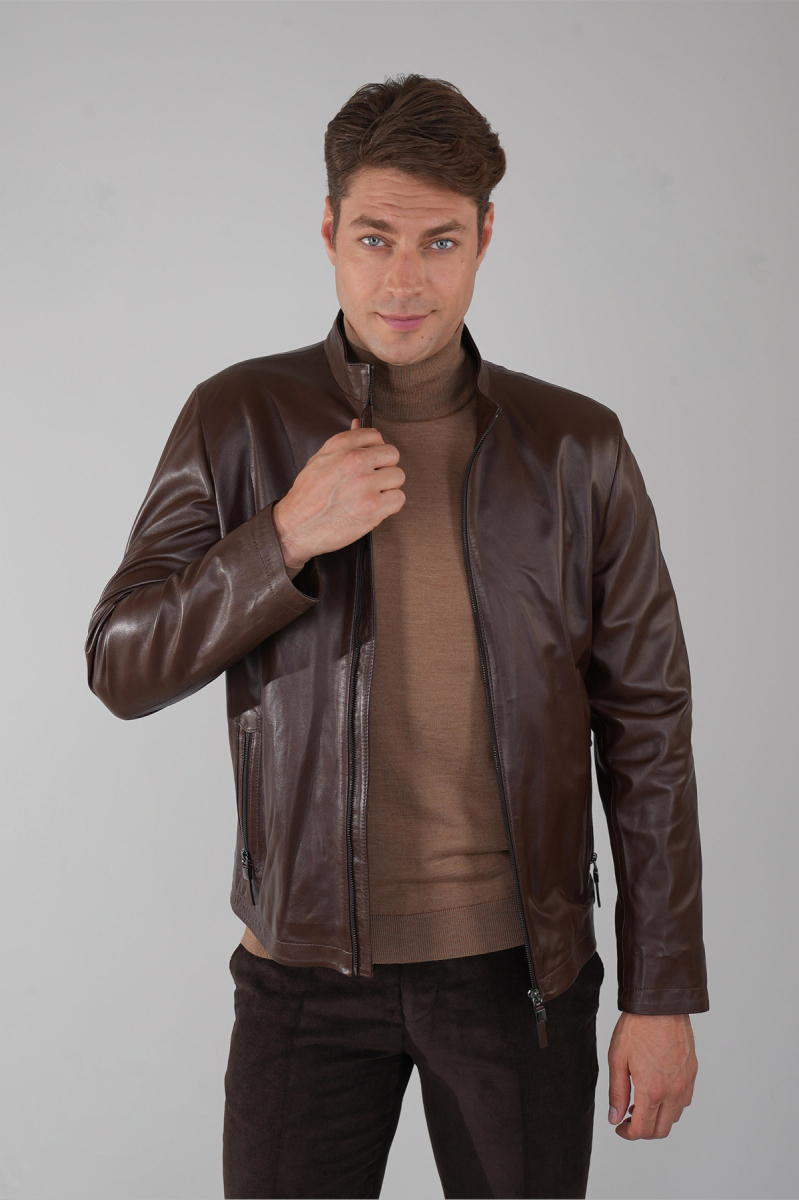 Erkek Kahve Gerçek Deri Ceket