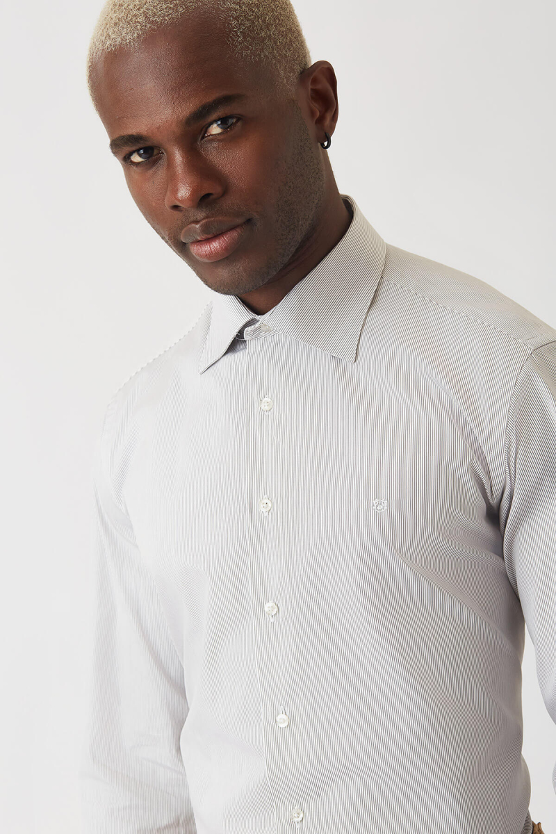 Erkek Kahve Pamuk Regular Fit Günlük Klasik Gömlek - 3