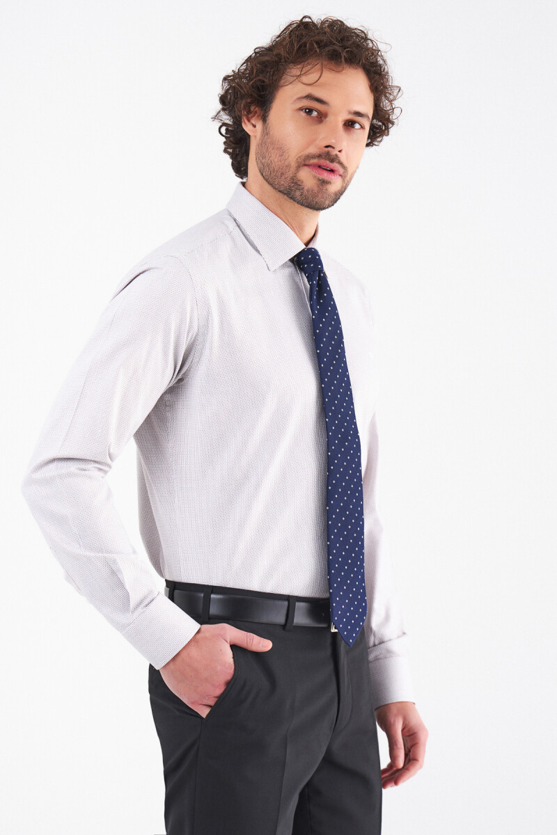 Erkek Kahve Pamuk Regular Fit Klasik Gömlek - 6