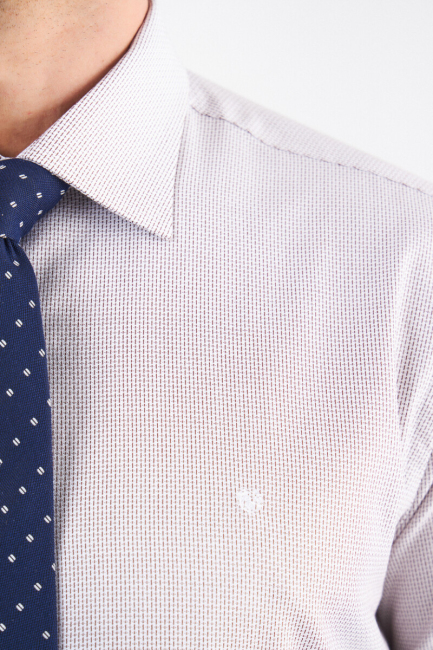 Erkek Kahve Pamuk Regular Fit Klasik Gömlek - 3