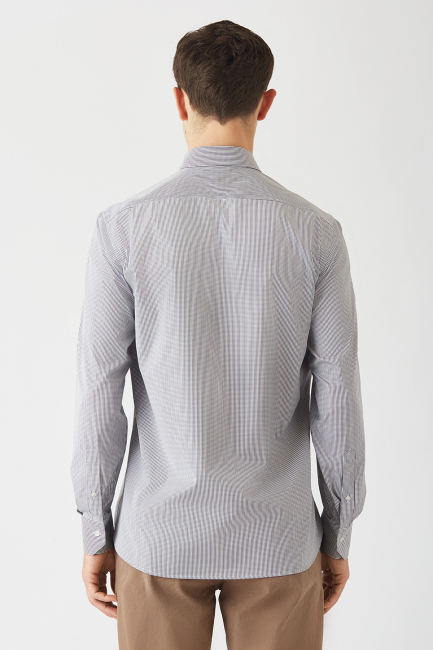 Erkek Kahve Pamuk Regular Fit Şık Spor Gömlek - 2