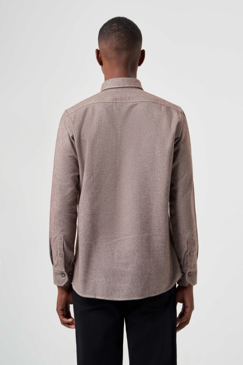 Erkek Kahve Regular Fit Oduncu Tarzı Uzun Kol Gömlek (1)