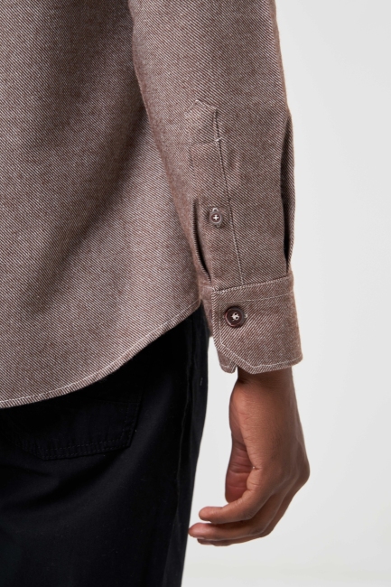 Erkek Kahve Regular Fit Oduncu Tarzı Uzun Kol Gömlek - 4
