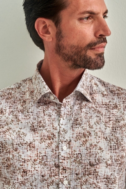 Erkek Kahve Slim Fit Klasik Yaka Spor Pamuk Gömlek - 3