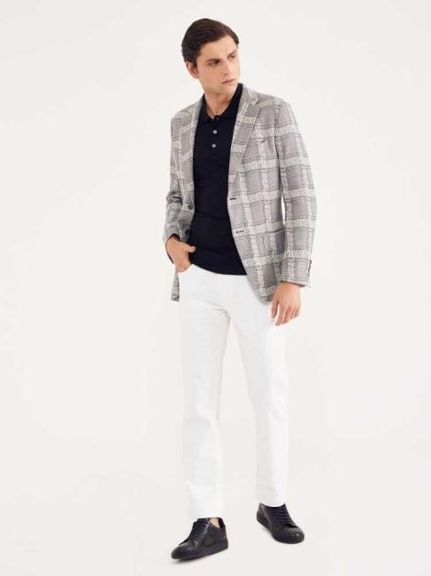 Bisse Erkek Kareli Slim Fit Örme Ceket GRİ. 6 Bisse Erkek Kareli Slim Fit Örme Ceket GRİ. 6