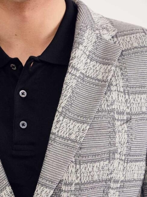 Bisse Erkek Kareli Slim Fit Örme Ceket GRİ. 4 Bisse Erkek Kareli Slim Fit Örme Ceket GRİ. 4