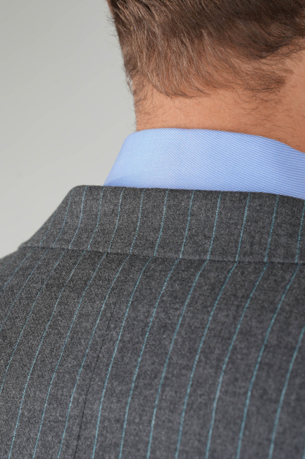 Erkek Kırlangıç Yaka 6 Drop Çizgili Gri Takım Elbise - 6