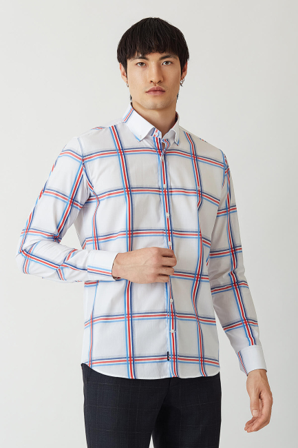 Erkek Kırmızı Paşa Yaka Regular Fit Spor Gömlek 