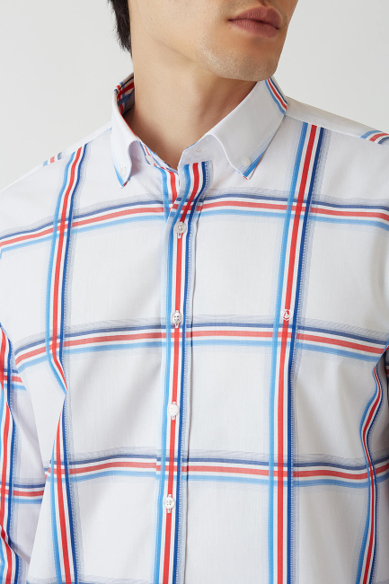 Erkek Kırmızı Paşa Yaka Regular Fit Spor Gömlek - 3