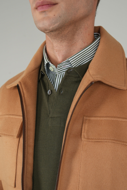 Erkek Kısa Kaşe Mont Camel (1)