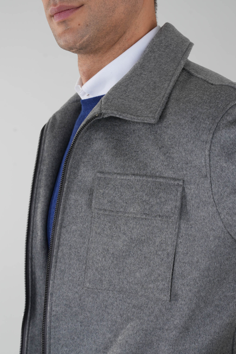 Erkek Kısa Kaşe Mont Gri - 4