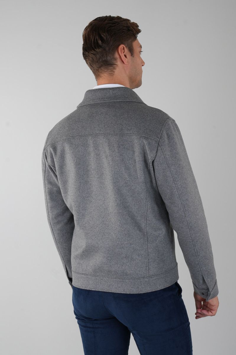 Erkek Kısa Kaşe Mont Gri (1)