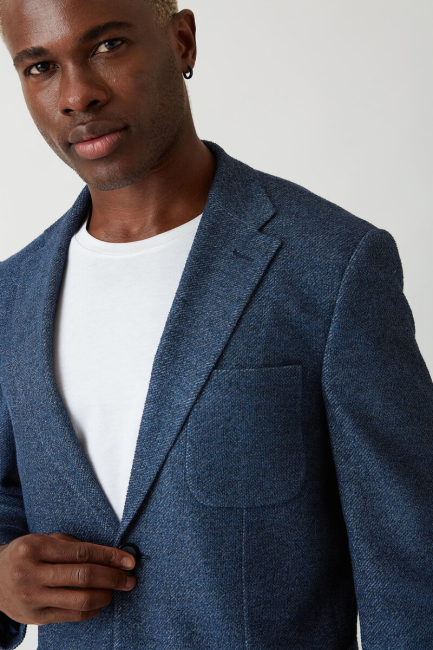 Erkek Lacivert 6 Drop Platinum Ceket - 3