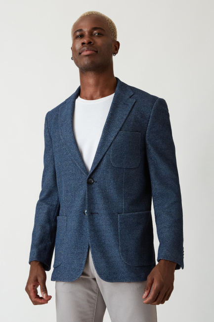 Erkek Lacivert 6 Drop Platinum Ceket - 4