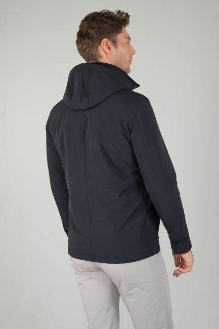 Erkek Lacivert Casual Kapüşonlu Mont - 3