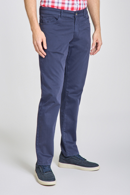 Erkek Lacivert Chino Pamuklu 5 Cepli Spor Pantolon 