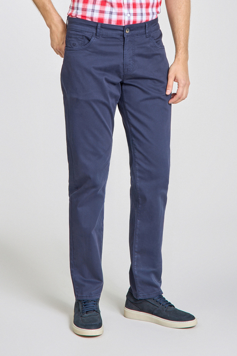 Erkek Lacivert Chino Pamuklu 5 Cepli Spor Pantolon - 3