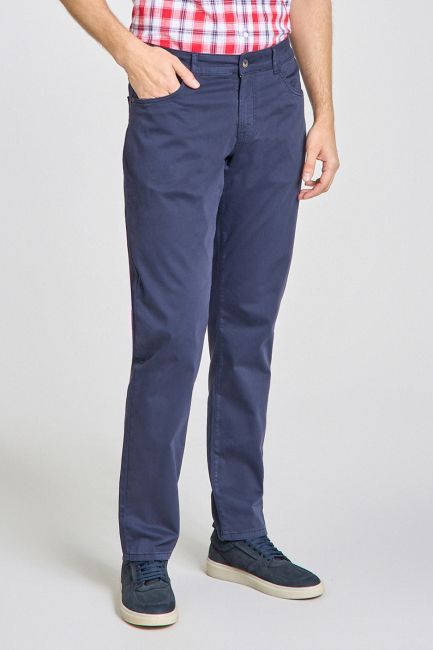 Erkek Lacivert Chino Pamuklu 5 Cepli Spor Pantolon - 4