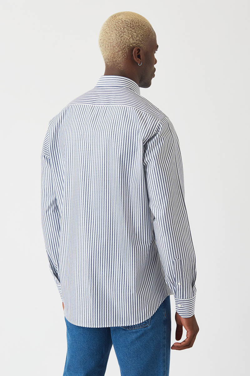 Erkek Lacivert Desenli Regular Fit Günlük Spor Gömlek (1)