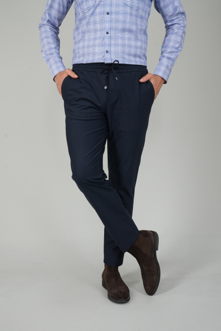 Lacivert Jagger Lastikli Rahat Erkek Pantolon 