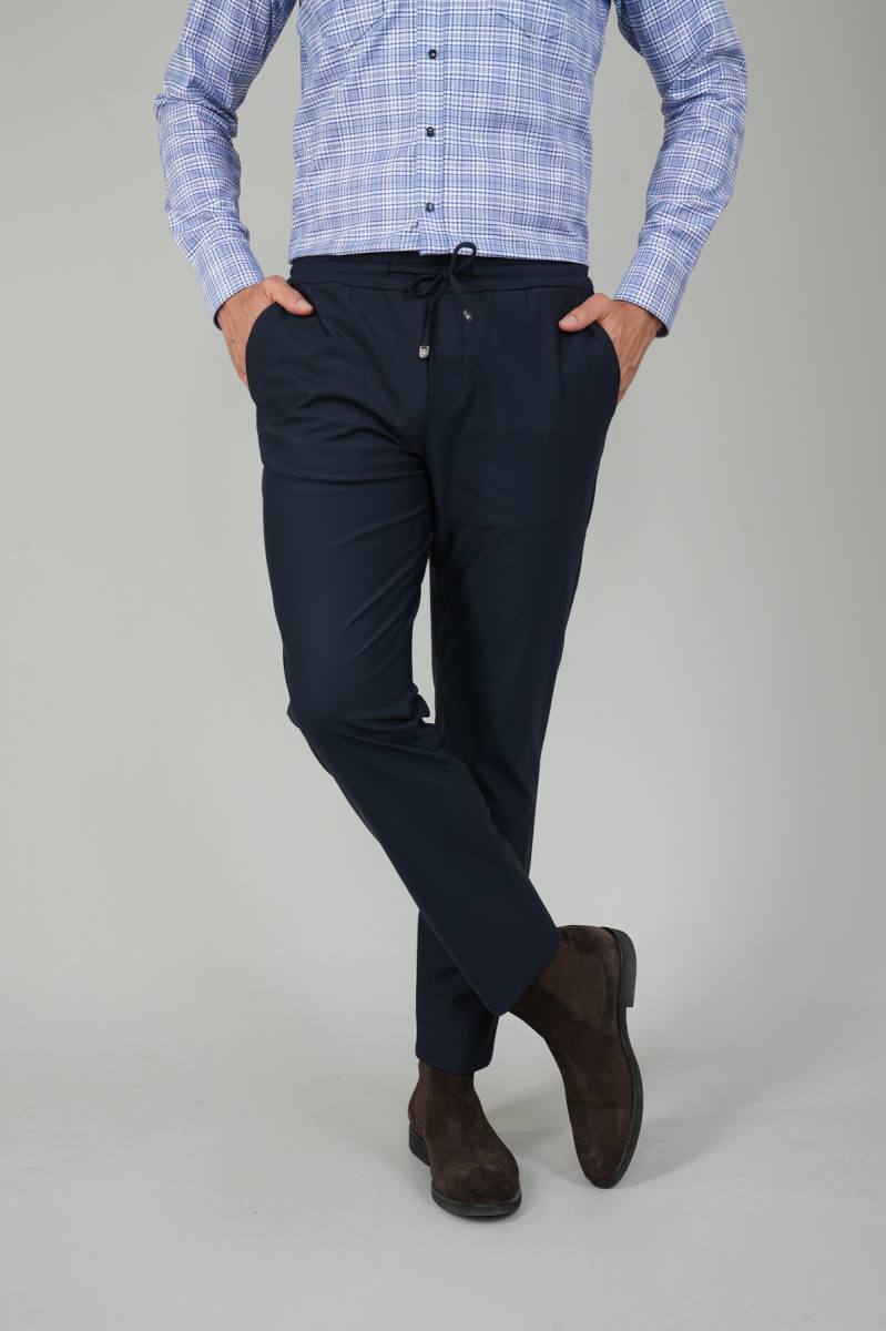 Lacivert Jagger Lastikli Rahat Erkek Pantolon