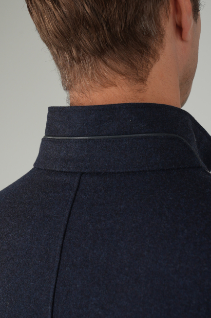 Erkek Lacivert Kaşe Flanel Mont - 5